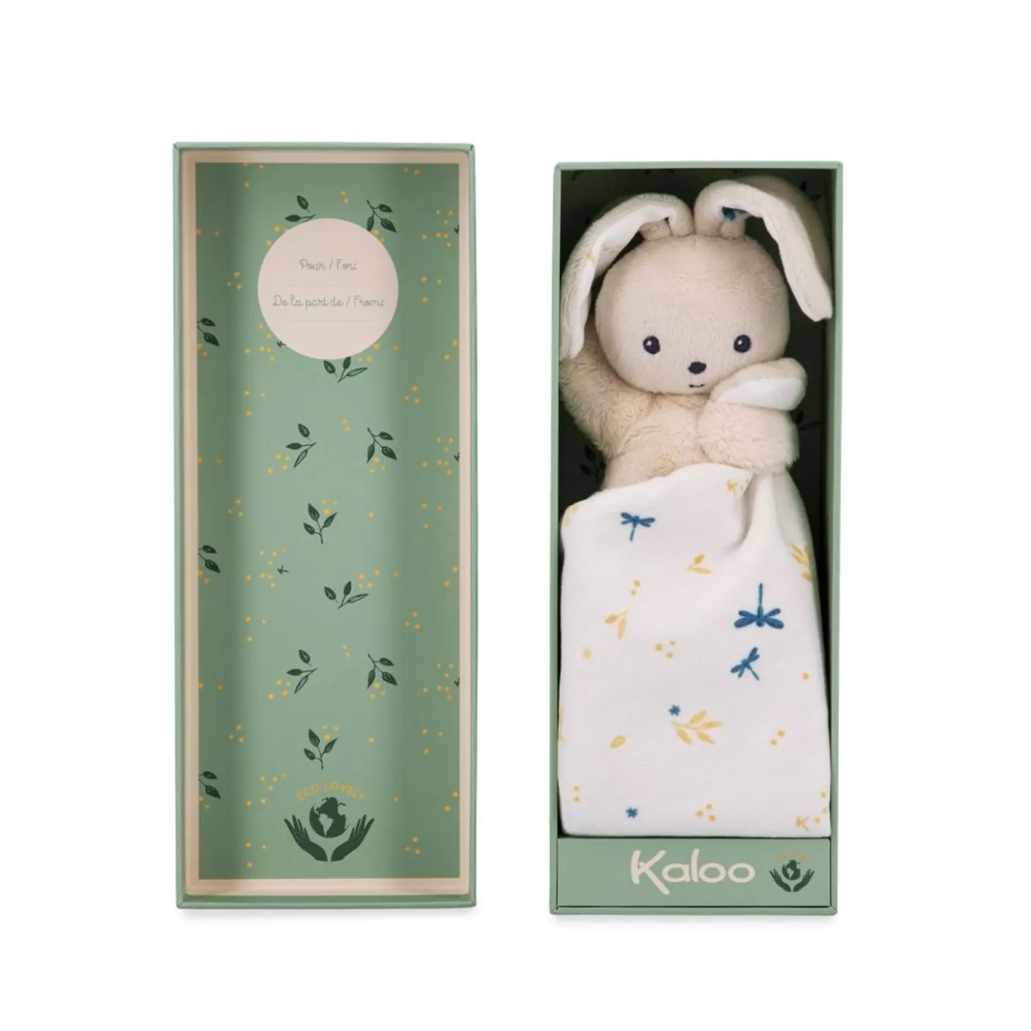 Kaloo Doudou Rabbit Carre Douceur White Delicate